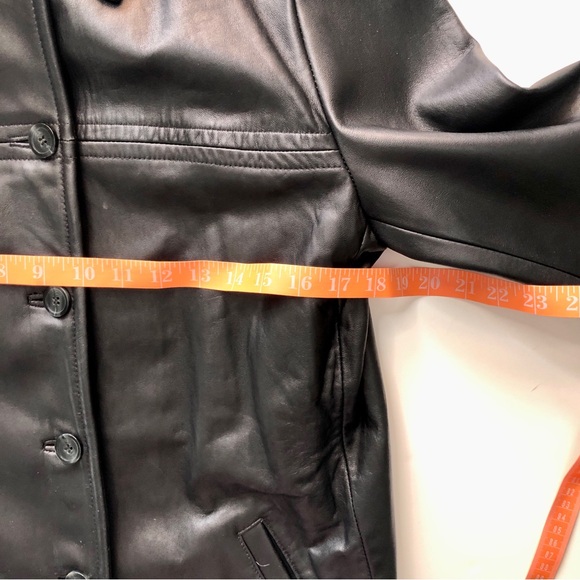 Black Genuine Leather 5 Button Pockets Classic Coat Jacket ColeB Co. - Picture 8 of 9